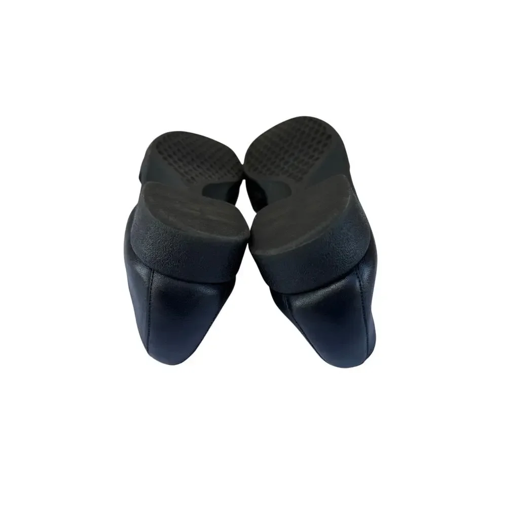 Airspree Black Leather Slip-On Sandals Women’s Size 7 Comfort Summer Shoes
